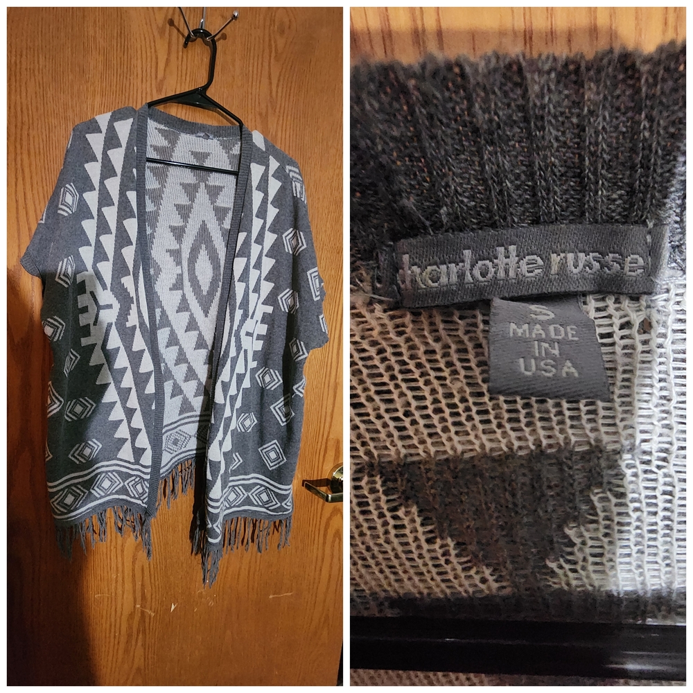 Charlotte Russe Gray Knit Cardigan Cozy Open Front